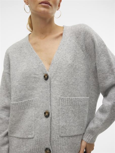 VMBOOM LS V-NECK BUTTON CARDIGAN GA NOOS light grey melange