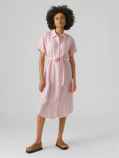 VMBUMPY SS CALF SHIRT DRESS WVN GA snow white1
