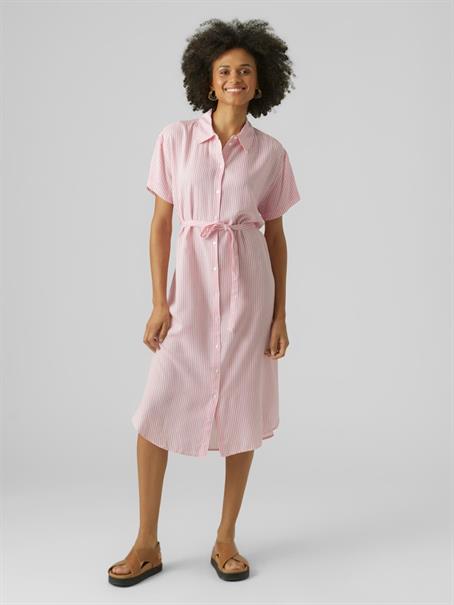 VMBUMPY SS CALF SHIRT DRESS WVN GA snow white1