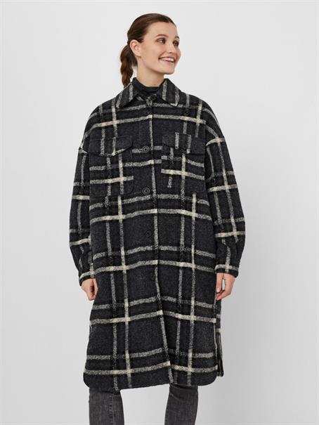 VMCHRISSIEQUILT LONG CHECK SHIRT GA dark grey melange