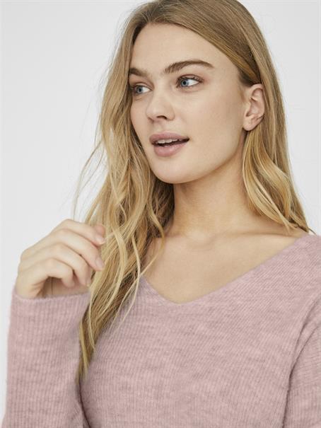 VMCREWLEFILE LS V-NECK BLOUSE NOOS hellrosa2