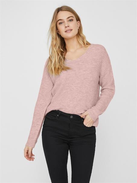 VMCREWLEFILE LS V-NECK BLOUSE NOOS hellrosa2