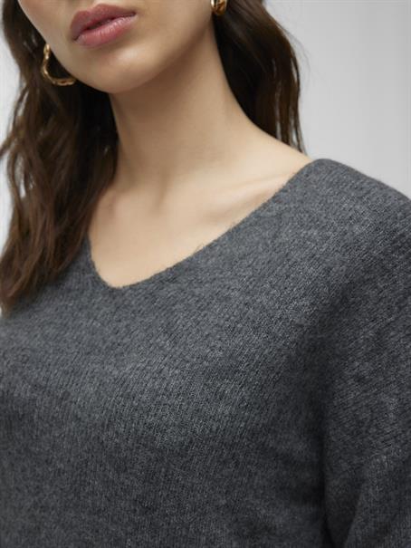 VMCREWLEFILE LS V-NECK BLOUSE NOOS medium grey melange
