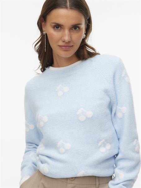 VMDOFFY INTARSIA LS O-NCK PULLOV GA NOOS cashmere blue