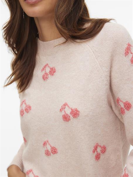 VMDOFFY INTARSIA LS O-NCK PULLOV GA NOOS misty rose