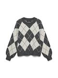 VMDOFFY JAQUARD LS O-NCK PULLOVER NOOS dark grey melange