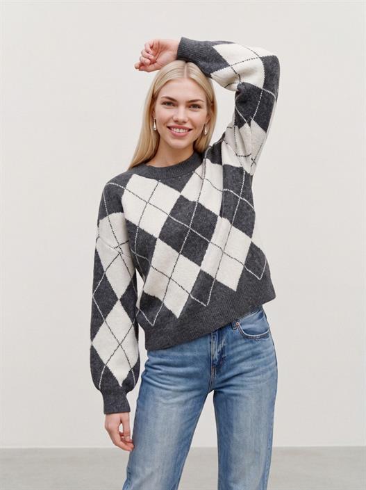 vmdoffy-jaquard-ls-o-nck-pullover-noos-dark-grey-melange