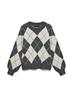 VMDOFFY JAQUARD LS O-NCK PULLOVER NOOS dark grey melange