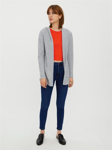 VMDOFFY LS OPEN HOOD CARDIGAN GA NOOS light grey melange