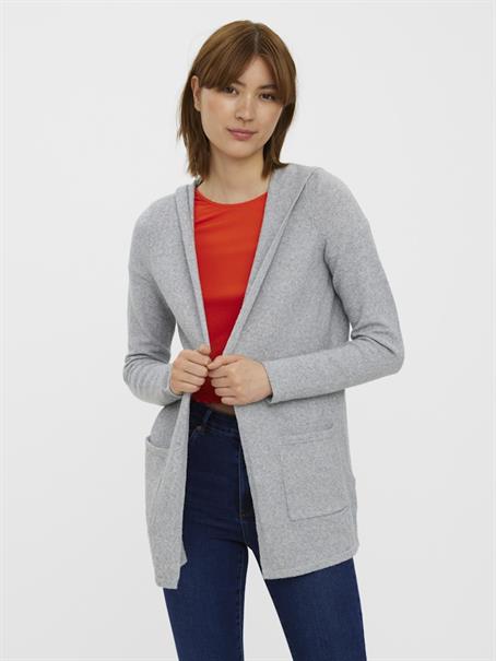 VMDOFFY LS OPEN HOOD CARDIGAN light grey melange