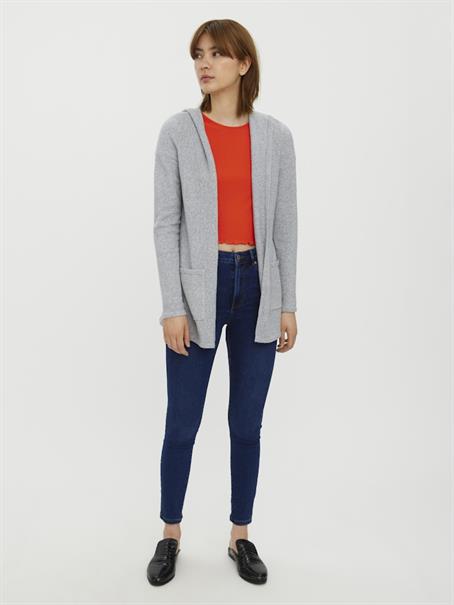 VMDOFFY LS OPEN HOOD CARDIGAN light grey melange