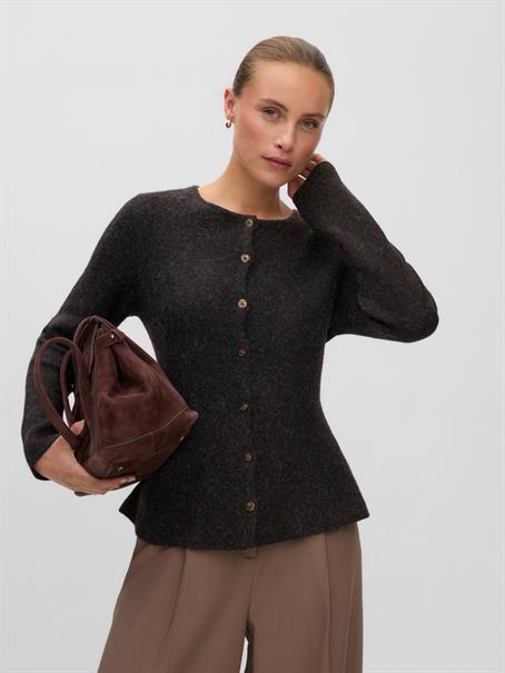 VMDOFFYJAQUARD LS O-NK PEPLUM CARDI NOO chocolate torte-melange
