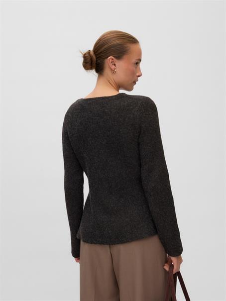 VMDOFFYJAQUARD LS O-NK PEPLUM CARDI NOO chocolate torte-melange