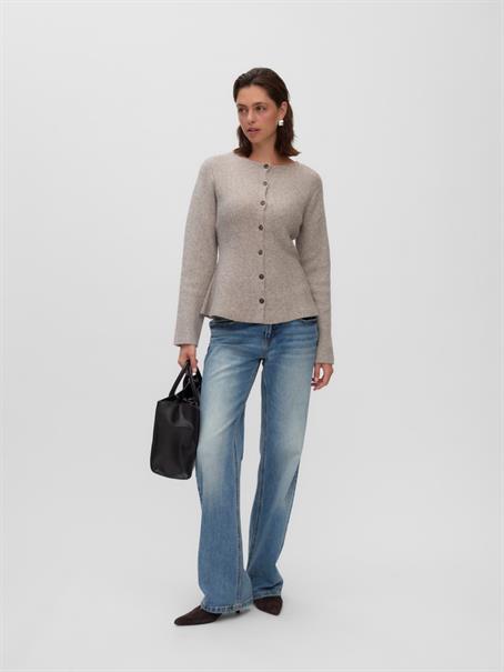 VMDOFFYJAQUARD LS O-NK PEPLUM CARDI NOO moon rock