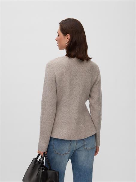 VMDOFFYJAQUARD LS O-NK PEPLUM CARDI NOO moon rock