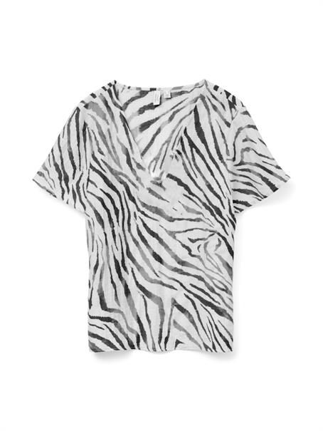 VMDORA DESY SS V-NECK TOP WVN BTQ GA cloud dancer