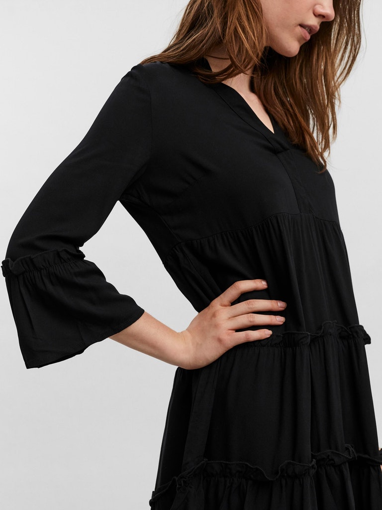 Vero Moda Damen Kleid VMEASY 3/4 SHORT DRESS WVN GA black bequem online  kaufen bei