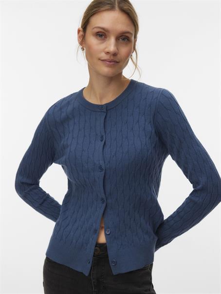 VMFANTASTIC LS O-NECK CABLE CARDIGAN dark denim