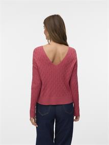 VMFANTASTIC LS V-BACK CABLE PULLOVER holly berry