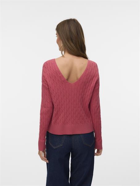 VMFANTASTIC LS V-BACK CABLE PULLOVER holly berry