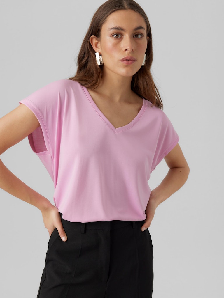 Vero Moda Damen T-Shirt VMFILLI SS V-NECK TEE GA NOOS desert sage bequem  online kaufen bei