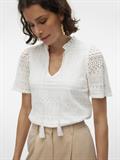 VMHONEY LACE S/S TASSEL TOP WVN GA snow white