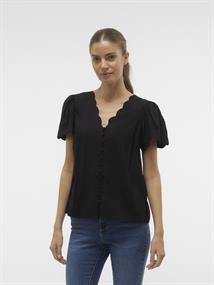 VMIDUN S/S V-NECK SHIRT WVN BTQ black