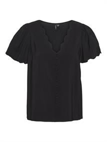 VMIDUN S/S V-NECK SHIRT WVN BTQ black