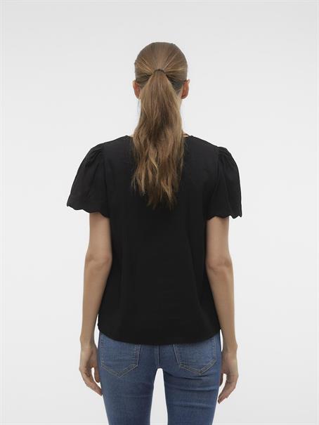 VMIDUN S/S V-NECK SHIRT WVN BTQ black