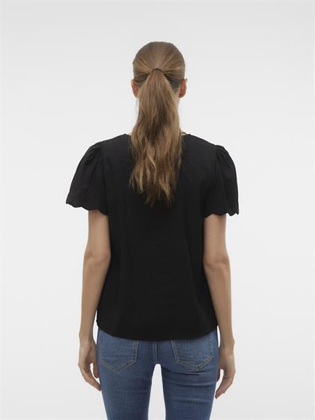VMIDUN S/S V-NECK SHIRT WVN BTQ black