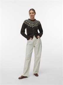 VMKARLA LS O-NECK BUTTON CARDIGAN BOO chocolate torte