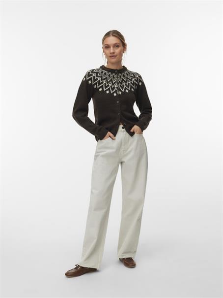 VMKARLA LS O-NECK BUTTON CARDIGAN BOO chocolate torte
