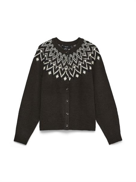 VMKARLA LS O-NECK BUTTON CARDIGAN BOO chocolate torte