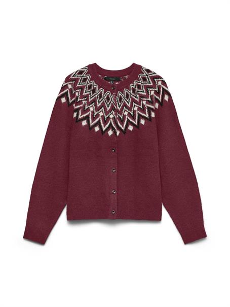 VMKARLA LS O-NECK BUTTON CARDIGAN BOO windsor wine-melange w. black