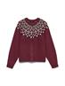 VMKARLA LS O-NECK BUTTON CARDIGAN BOO windsor wine-melange w. black