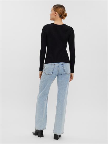 VMKIKI LS O-NECK RIB BLOUSE GA NOOS black1