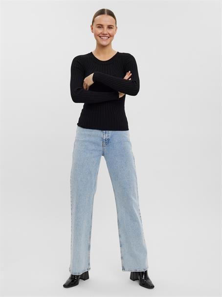 VMKIKI LS O-NECK RIB BLOUSE GA NOOS black1