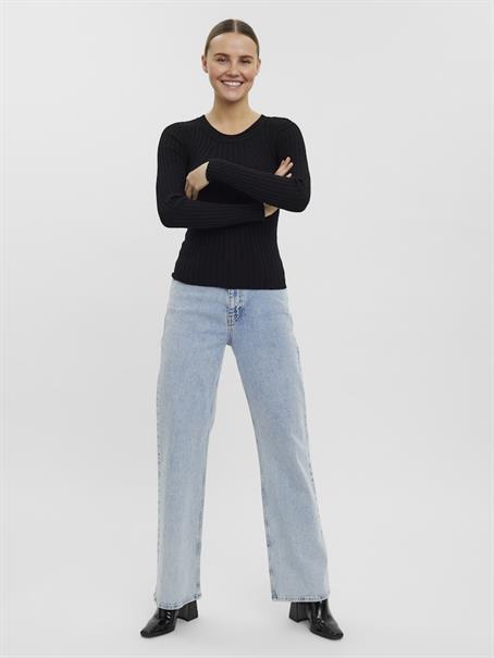 VMKIKI LS O-NECK RIB BLOUSE GA NOOS black1