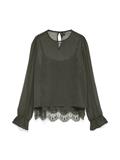 VMLALIE LS LACE TOP WVN NOOS forest night