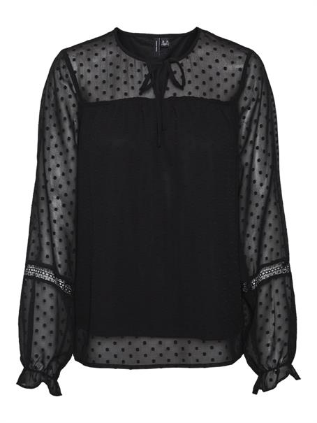 VMLEAH LS LACE TOP WVN GA NOOS black