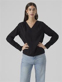 VMLENA LS PLEAT TOP WVN NOOS black
