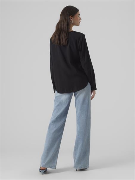 VMLENA LS PLEAT TOP WVN NOOS black