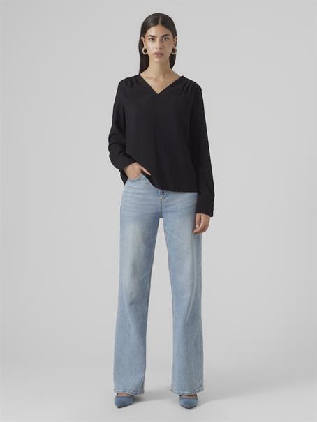 VMLENA LS PLEAT TOP WVN NOOS black
