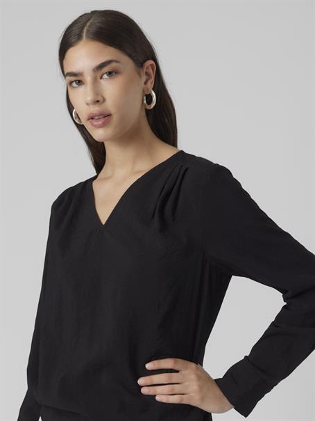 VMLENA LS PLEAT TOP WVN NOOS black