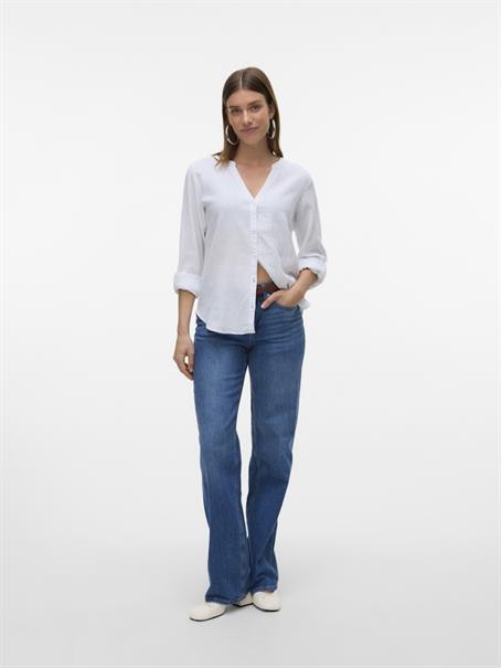VMLINN LS V-NECK SHIRT WVN NOOS snow white