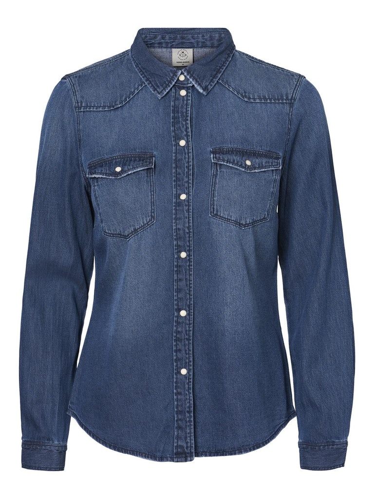 Vero Moda Damen Bluse 10209106 Medium Blue Denim - größe