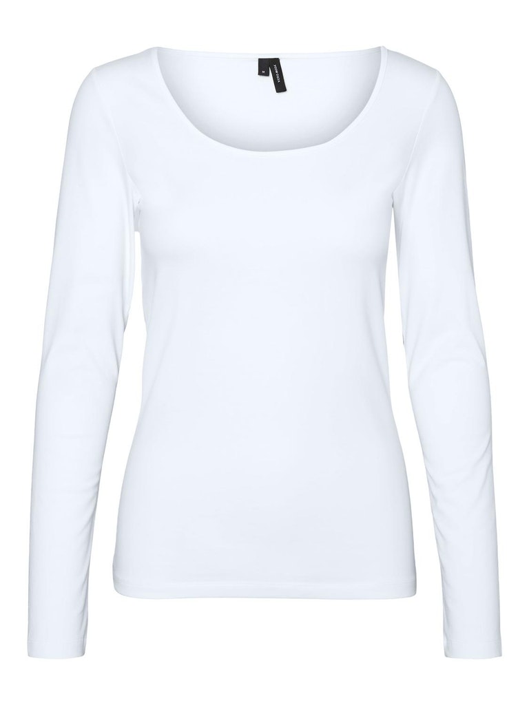 Vero Moda Damen Langarmshirt 10228809 Bright White - jeans größe