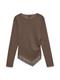 VMMILLE LS O-NECK ASM LACE TOP JR EX SB4 cocoa brown