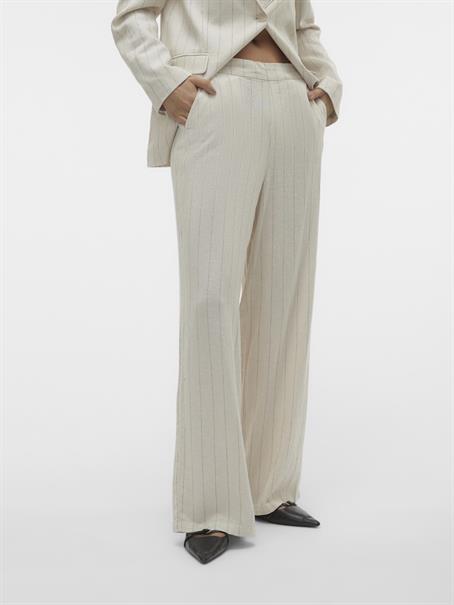 VMMINDY MW WIDE PINSTRIPE LINEN PANT oatmeal