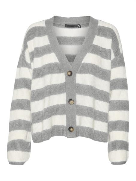VMNATAHLIE LS V-NCK BUTTON CARD GA light grey melange